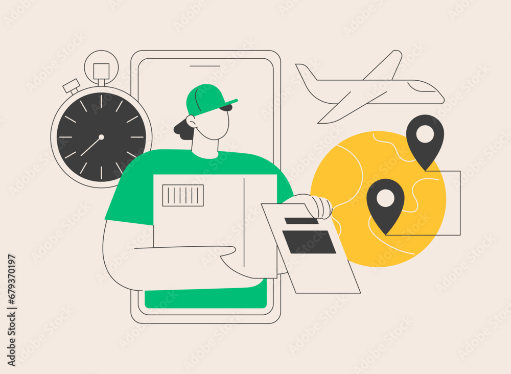 Sticker express delivery service abstract concept vector illustration.