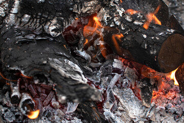 Closeup view of a flames of a fire