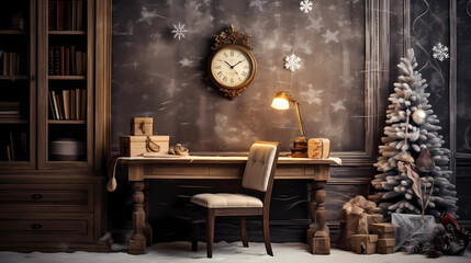 Christmas time and desk of free space for your decoration - Generated by Generative AI