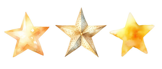 Set of Yellow watercolor stars. - 679372767