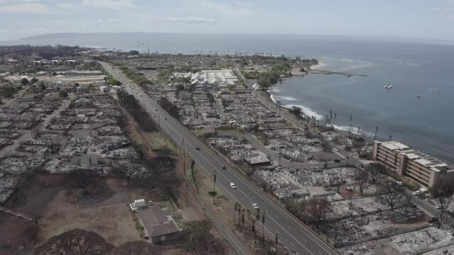 Hawaii Maui Lahaina drone burnzone wildfires aftermath