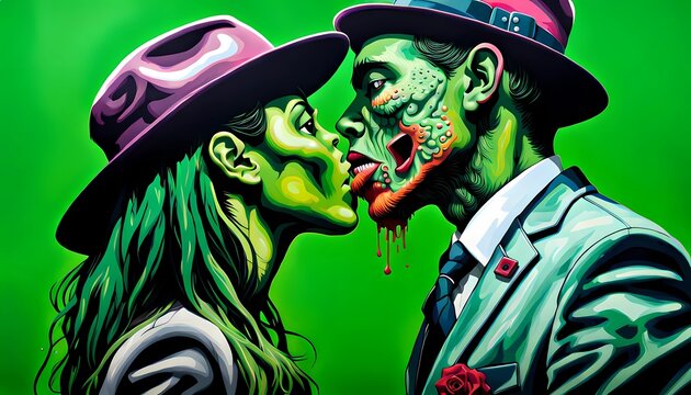 Zombies kissing