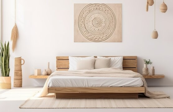 a bedroom full of white, wood, and wooden wall art panels, the interior of a bedroom