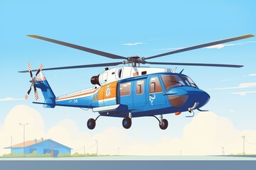 Obraz na płótnie Canvas navy blue police helicopter on a sunny day