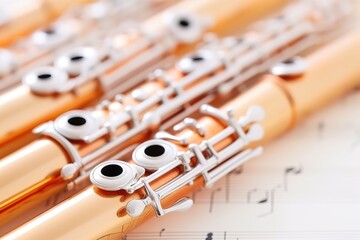 Obraz premium Melodic Details: Zoom in on the melodic details of a musical instrument against a light backdrop, symbolizing the harmony found in the details of music education