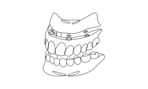 black line art teeth and dentures clip art preview
