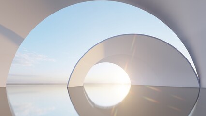 Abstract architecture background arched interior 3d render - obrazy, fototapety, plakaty