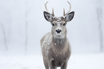 A Visual Exploration of Winter Deer in the Snowy forest Ai generated ART