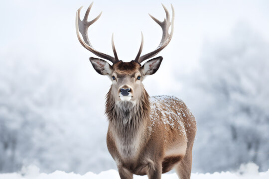Winter magic Deer in Winter Wonderland Photography Ai generated ART