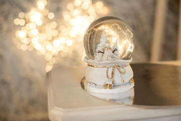 christmas decoration snow ball on a table
