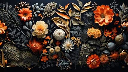 Natural Botanical Composition, Artful Organic Display, Intricately Designed.