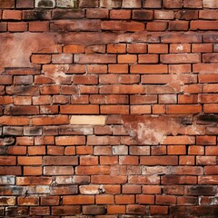 Obraz premium Old red brick wall background, wide panorama of masonry. - Generative AI