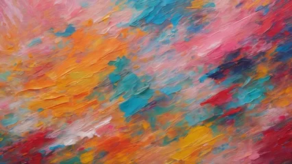Afwasbaar Fotobehang Mix van kleuren Abstract oil painting doodle Canvas background textured