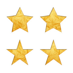 Star shapes with isolated paper cutout effect revealing gold crumpled paper background