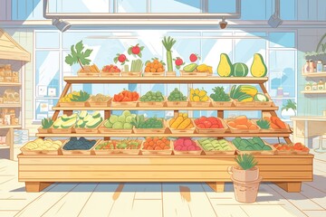 Obraz na płótnie Canvas display of fresh organic fruits in a grocery store