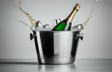 Party Celebration with Wine Champagne with simple grey background. Event Celebration. Copy Space.