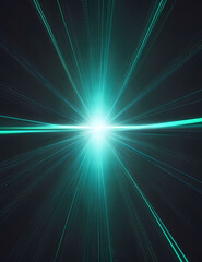 3d rendered speed of light hyperspace background with bright green lasers.