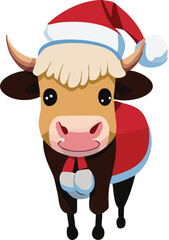 Cute Christmas Santa Highland Cow