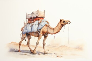 watercolor Camel Watercolor realistic camel desert