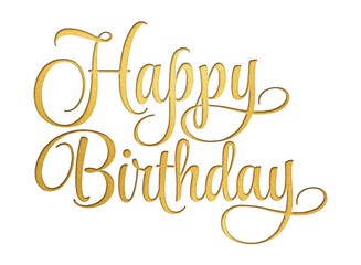 Fototapeta premium ‘Happy Birthday’ written in script font with isolated paper cutout effect revealing golden background