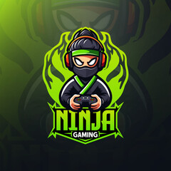 Ninja Mascot Logo.Ninja Logo.Ninja Esports Logo.Ninja Gaming Logo. Illustration vector graphic of Ninja mascot logo perfect for sport and e-sport team.