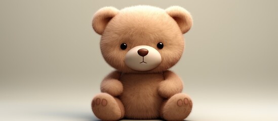 Rendering funny Teddy Bear doll isolated brown background