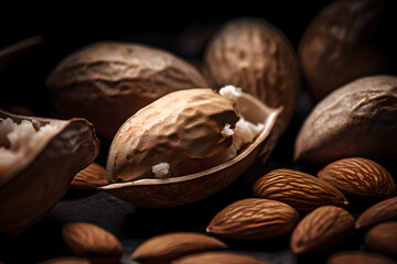 A close up of almonds - obrazy, fototapety, plakaty