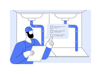 Plumbing inspection abstract concept vector illustration.