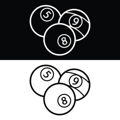 Billiard Icon Vector, Black and White Version Design Template