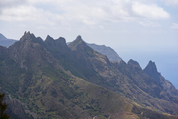 Naklejka premium The Anaga massif (Macizo de Anaga). Natural landscape of the north of Tenerife. Canary Islands. Spain. View from the observation deck - Mirador Bailadero.