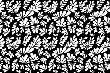 Black and white floral design, seamless pattern