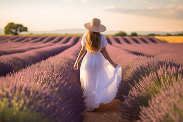 beautiful woman in a lavender field