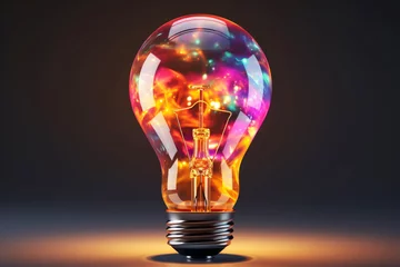 Foto op Plexiglas Innovative idea modern. stylish icon with light bulb © Saikat
