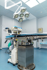 Surgery modern light in hospital room. Surgical procedure ward.