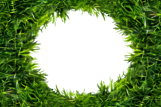 square grass frame isolated on white background ,generative ai