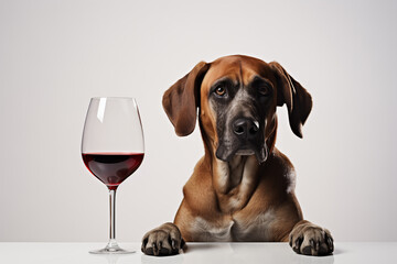 Obraz premium dog with a glass of wine
