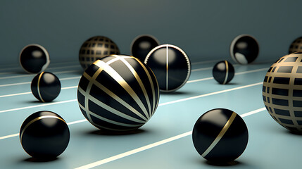 Sim sim balls with a minimalistic, geometric design.