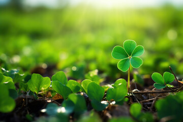 Good luck leaf clover standing out from the field