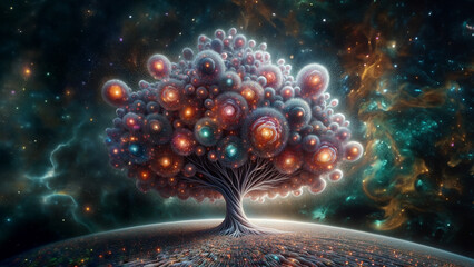 Nebula Nascence: A Tree Birthing Stars