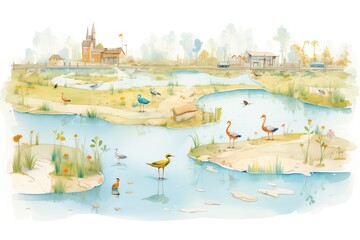 wetlands scene showing several temporary pools