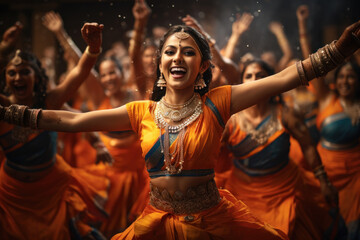 A vibrant and energetic Bollywood dance performance, showcasing the rich cultural heritage of...