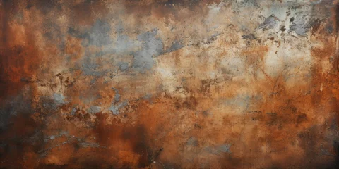 Foto op Aluminium Old metal texture background, dirty iron rusty plate. Grungy vintage oxidized steel leaf or wall. Concept of industry, grunge, weathered worn material, wallpaper, rough sheet © scaliger