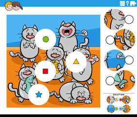 match the pieces educational activity with cartoon cats