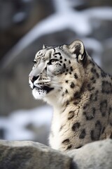 leopard in the mountain snow