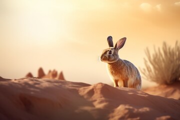 rabbit in the desert - obrazy, fototapety, plakaty