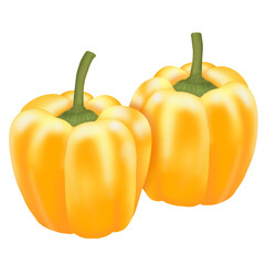 bell pepper(yellow), vegetables and fruits 5 colors (yellow, orange)