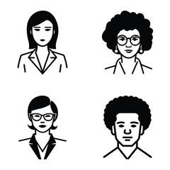 Business People Flat Icon Set Isolated On White Background