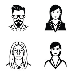 Business People Flat Icon Set Isolated On White Background