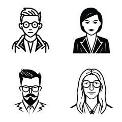 Business People Flat Icon Set Isolated On White Background