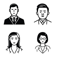 Business People Flat Icon Set Isolated On White Background